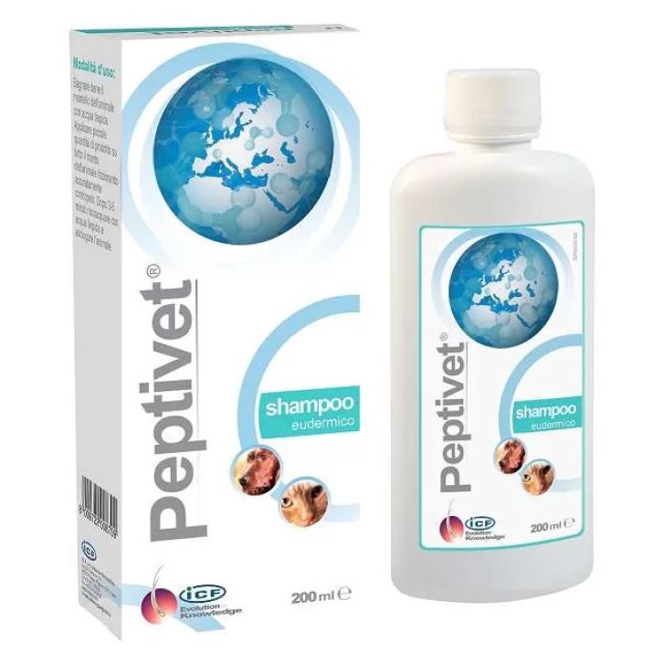 Peptivet Shampoo Eudermico per Cani e Gatti Cute Irritata con Clorexidina 200ml - ICF