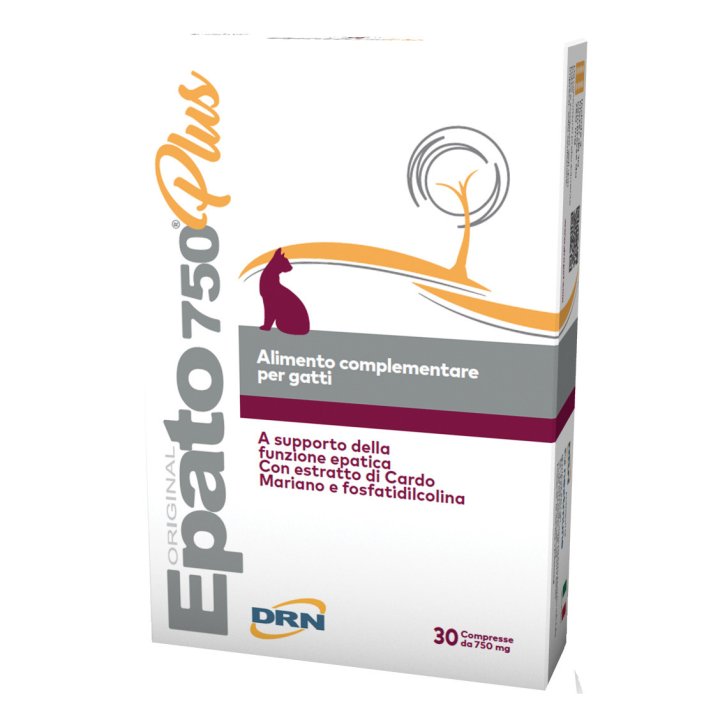 Epato 750 Plus Alimento Complementare per Gatti Supporto Epatico con Cardo Mariano 30 Compresse - DRN
