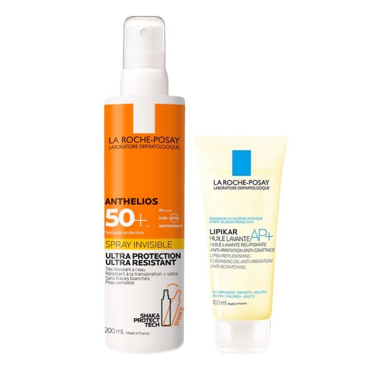 Anthelios Spray Invisibile Solare SPF50+ 200ml con Lipikar Olio Lavante 100ml Pelle Sensibile - La Roche-Posay Anthelios Spray Invisibile Solare SPF50+ 200ml con Lipikar Olio Lavante 100ml Pelle Sensibile - La Roche-Posay