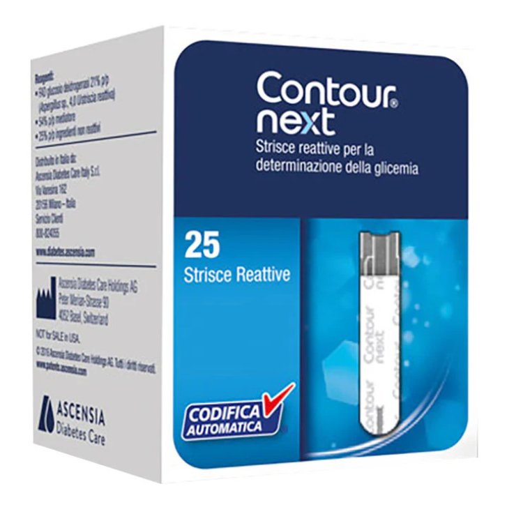 Contour Next Strisce Reattive per Misurazione Glicemia Dispositivo Medico 25 Pezzi - Ascensia