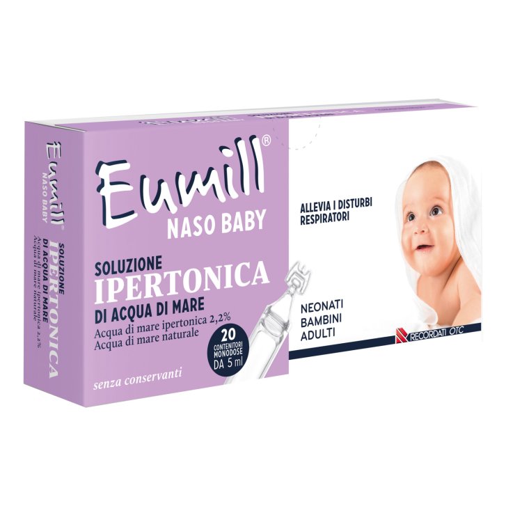 Eumill Naso Baby Soluzione Ipertonica, 20 contenitori monodose da 5 ml - Eumill