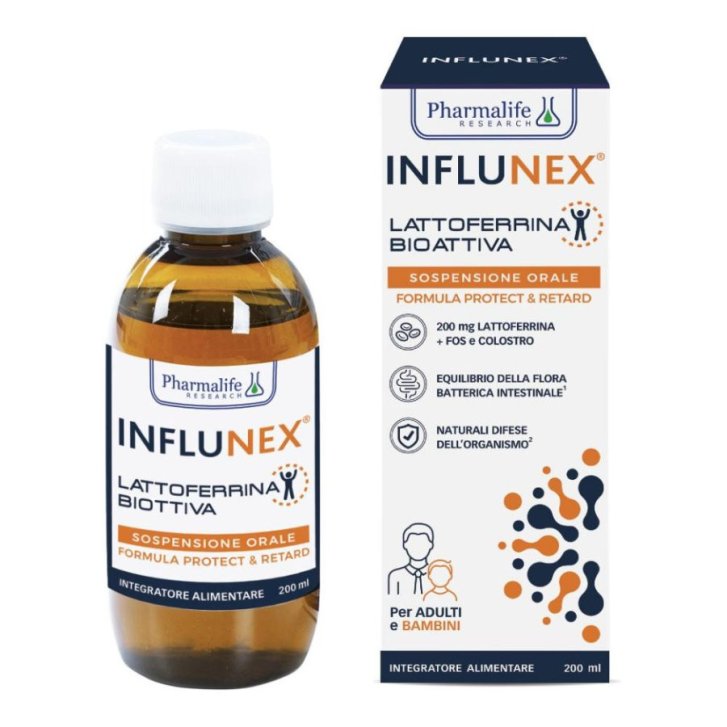 Influnex Lattoferrina Bioattiva Integratore per Difese Immunitarie 200 ml - Pharmalife Research