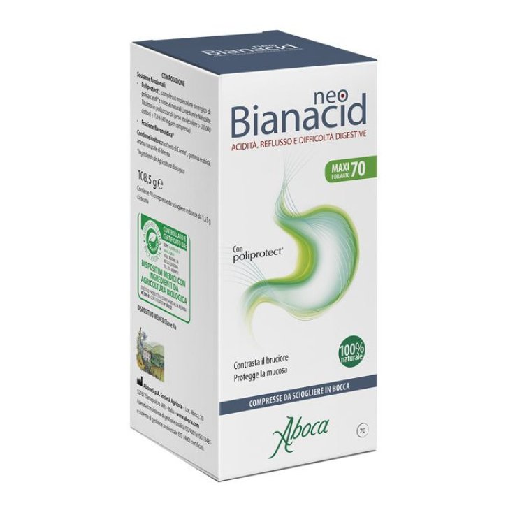 NeoBianacid Acidità e Reflusso 70 Compresse Masticabili - Aboca NeoBianacid Acidità e Reflusso 70 Compresse Masticabili - Aboca