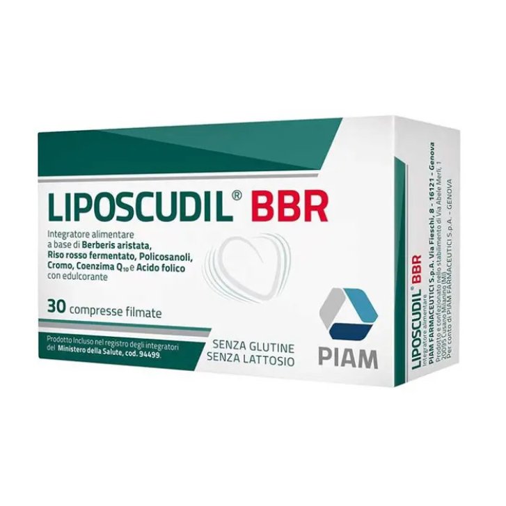 Liposcudil BBR Integratore Colesterolo con Berberina Riso Rosso Fermentato e Coenzima Q10 30 Compresse - PIAM Farmaceutici Liposcudil BBR Integratore Colesterolo con Berberina Riso Rosso Fermentato e Coenzima Q10 30 Compresse - PIAM Farmaceutici