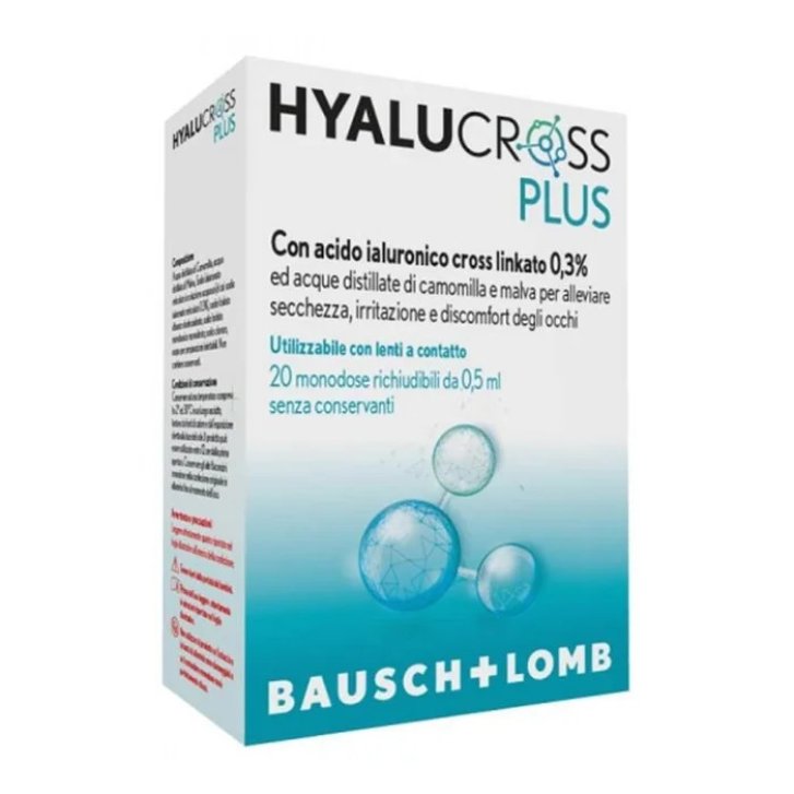 Hyalucross Plus Gocce Oculari in Monodose 20 Flaconcini - Bausch & Lomb Hyalucross Plus Gocce Oculari in Monodose 20 Flaconcini - Bausch & Lomb