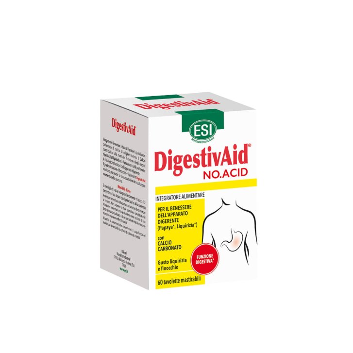 DigestivAid No Acid Integratore Anti-Acido per Digestione 60 Compresse - Esi