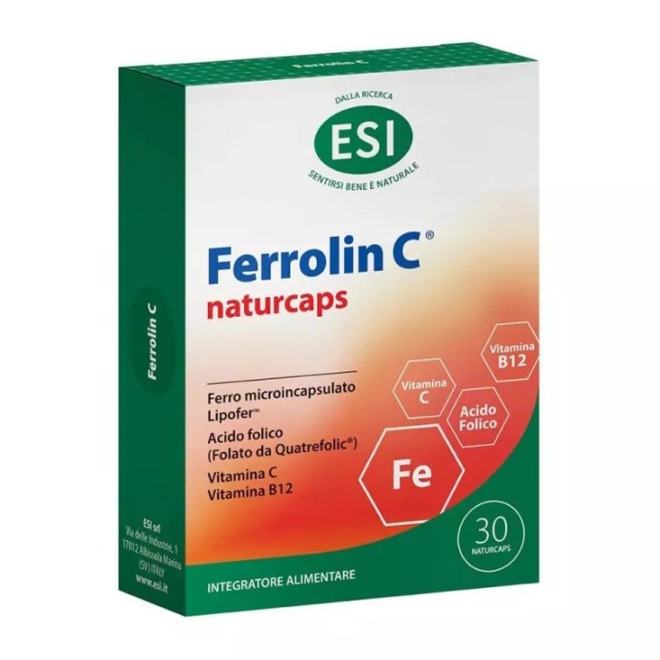 Ferrolin C Integratore Ferro, Vitamina C, B12 30 Naturcaps - ESI
