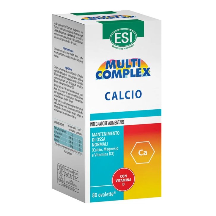 ESI Multicomplex Calcio Integratore con Magnesio e Vitamina D per Ossa e Denti 80 Ovalette - ESI