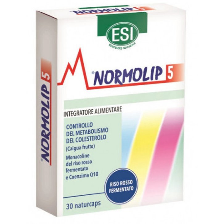 Normolip 5 Integratore Colesterolo con Riso Rosso Fermentato Coenzima Q10 e Cromo 30 Capsule - ESI
