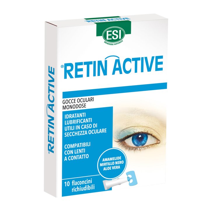 Retin Active Mirtillo Gocce Oculari Idratanti e Lubrificanti Monodose 10 Flaconcini da 0,5 ml - ESI Retin Active Mirtillo Gocce Oculari Idratanti e Lubrificanti Monodose 10 Flaconcini da 0,5 ml - ESI