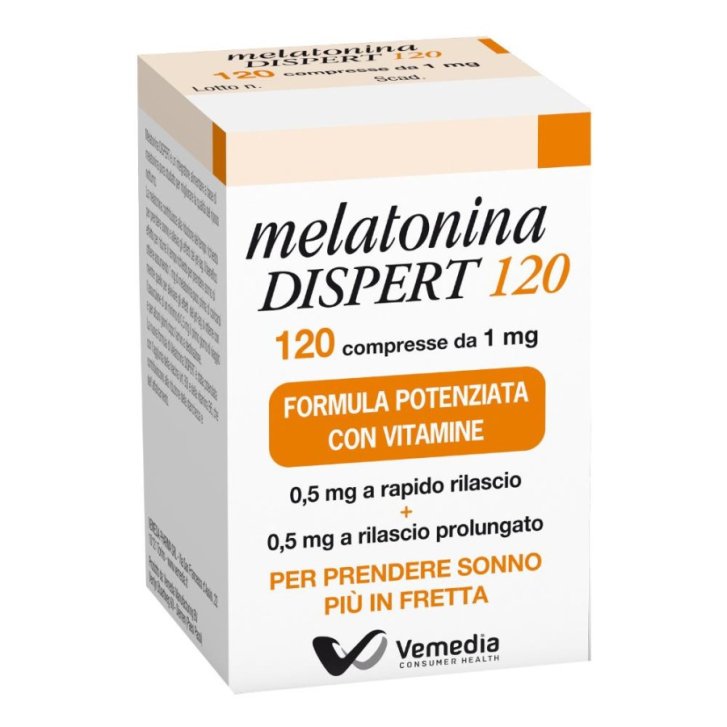 Melatonina Dispert Integratore Sonno con Vitamina B3 e B6 120 Compresse 1mg - Vemedia Pharma