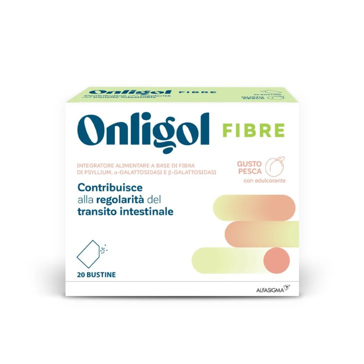 Onligol Fibre Integratore Regolarità Intestinale con Psyllium Gusto Pesca 20 Bustine - Alfasigma