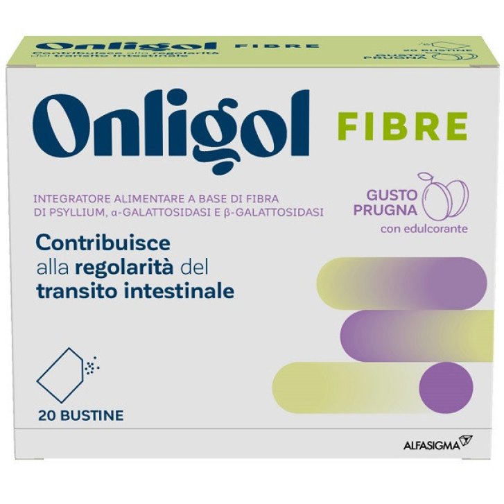 Onligol Fibre Integratore Transito Intestinale con Psyllium Gusto Prugna 20 Bustine - Alfasigma