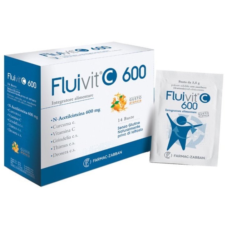 Fluivit C 600 Integratore per Fluidità Vie Respiratorie 14 Bustine - Farmac-Zabban