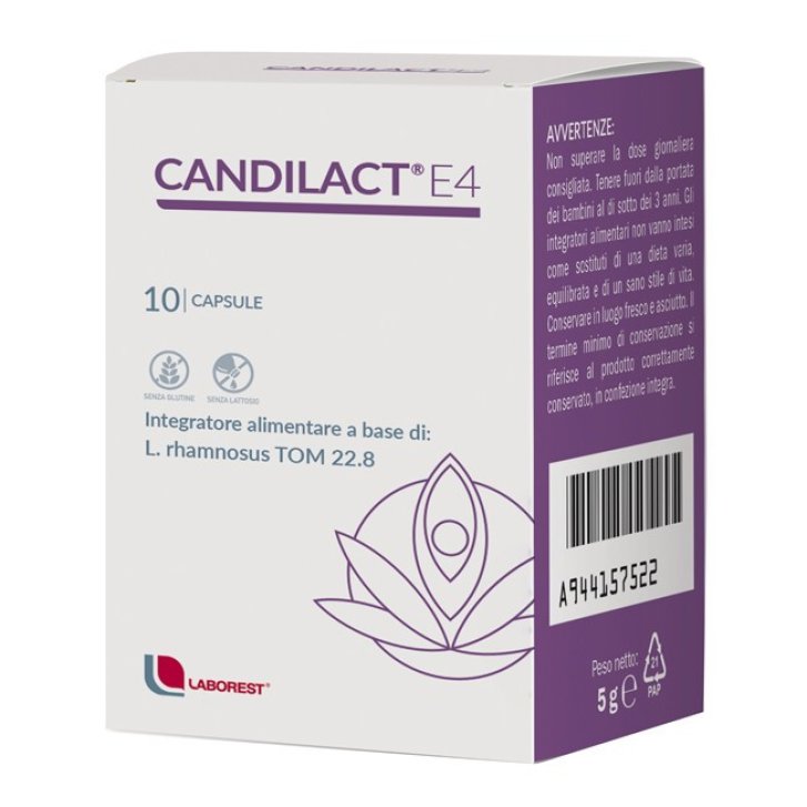 Candilact E4 Integratore Probiotico con Lactobacillus rhamnosus Equilibrio Flora Batterica Vaginale 10 Capsule - Uriach