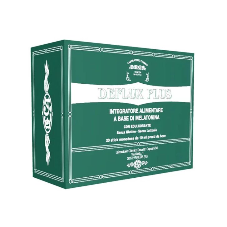 Deflux Plus Integratore Digestione con Melatonina e Acido Ialuronico Senza Glutine e Lattosio 20 Stick - Deca Laboratorio Chimico