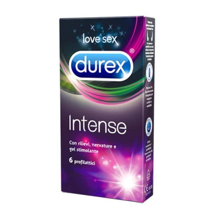 Durex Intense Orgasmic Preservativi con Rilievi Nervature e Gel Stimolante 6 Pezzi - Durex