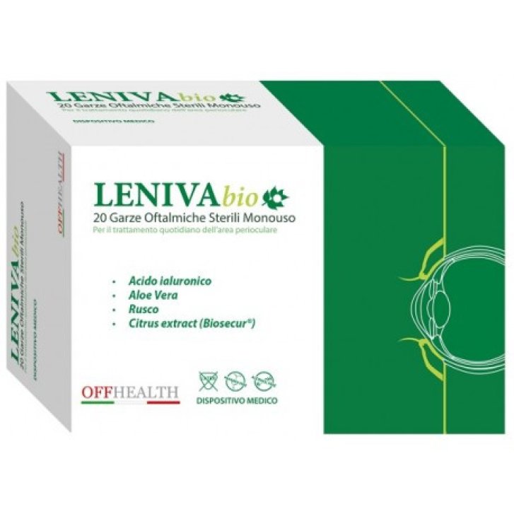 Leniva Bio Garze Oftalmiche Sterili Monouso Igiene Perioculare con Acido Ialuronico e Aloe Vera 20 Pezzi - Offhealth