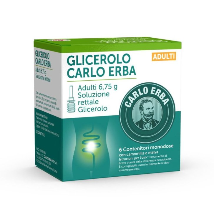 Glicerolo Soluzione Rettale Lassativa per Adulti 6,75g 6 Microclismi - Carlo Erba