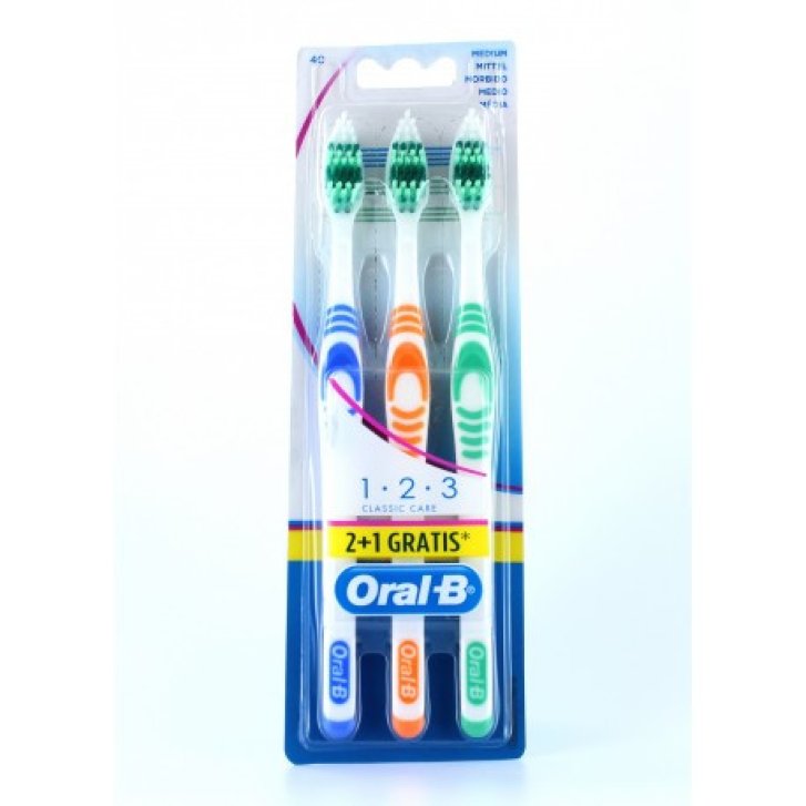 Oral-B 1-2-3 Classic Care Spazzolino Manuale Setole Medie 3 Pezzi - Oral-B
