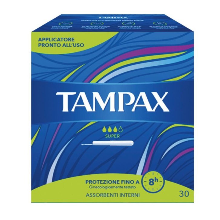 Tampax Blue Box Super Tamponi con Applicatore in Cartone Flussi Medi e Abbondanti 30 Pezzi - Tampax