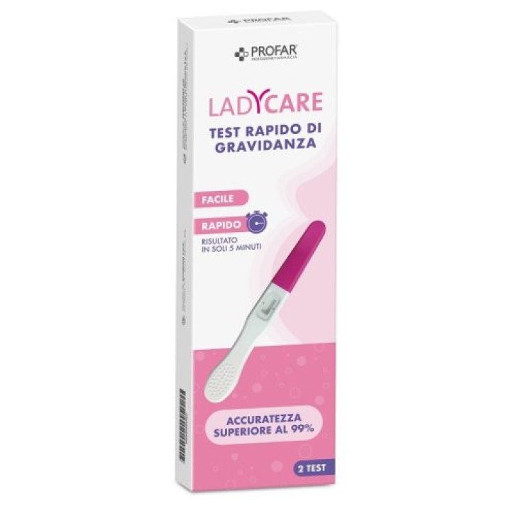 LadyCare Test di Gravidanza Rapido hCG 2 Pezzi - Profar