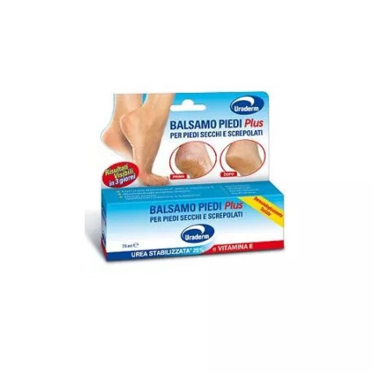 Uraderm Balsamo Piedi Plus Crema Idratante con Urea 25% e Vitamina E per Piedi Secchi e Screpolati 75ml - Uraderm