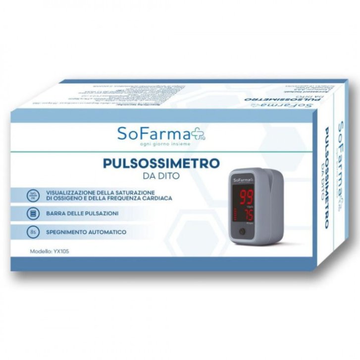 Pulsossimetro da Dito Saturimetro per Saturazione Ossigeno e Frequenza Cardiaca - Sofarma+