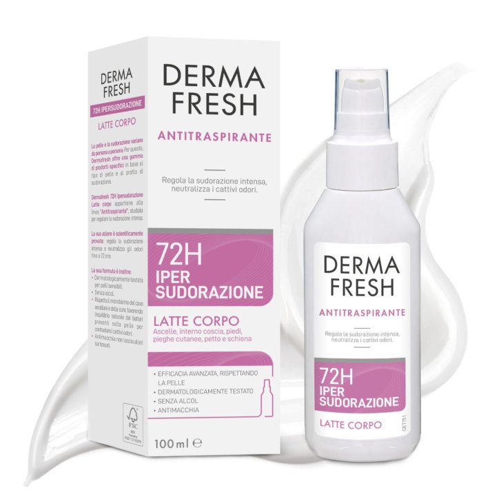 Dermafresh 72H Ipersudorazione Latte Corpo Antitraspirante Pelli Sensibili Senza Alcol 100 ml - Dermafresh