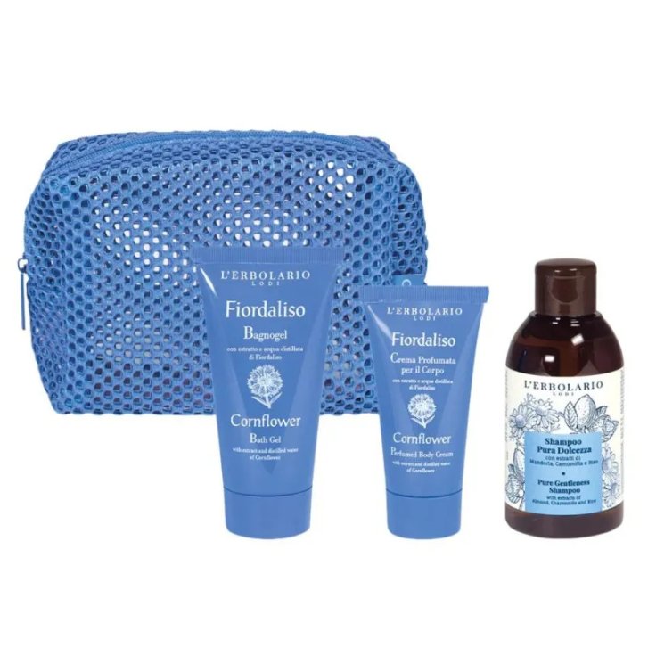 Beauty Express Kit Viaggio Corpo e Capelli Bagnogel Fiordaliso 50ml + Shampoo 100ml + Crema Corpo 30ml - L\'Erbolario