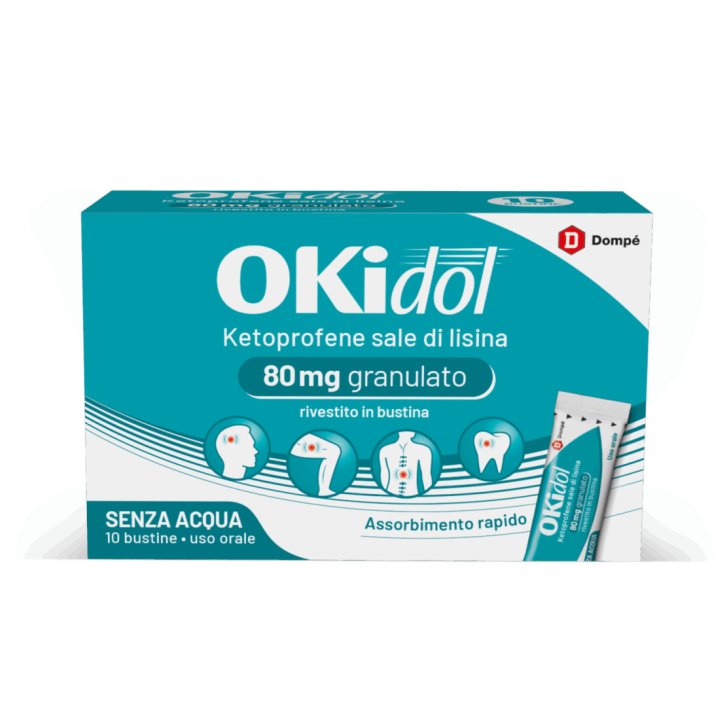 Okidol Farmaco Antinfiammatorio Ketoprofene Granulato 10 Bustine 80mg - Dompé