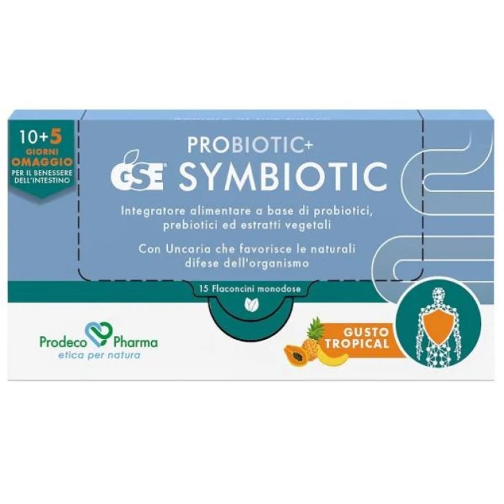 PROBIOTIC+ GSE Symbiotic Integratore Probiotici e Prebiotici Flora Intestinale Senza Glutine e Lattosio 15 Flaconcini - GSE