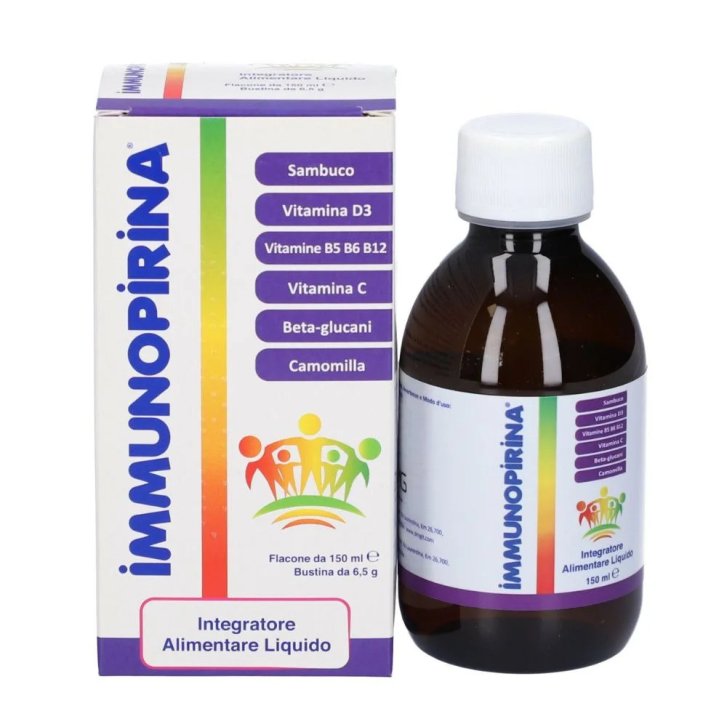 Immunopirina Integratore Sistema Immunitario con Sambuco Vitamina C e Beta-Glucani 150ml + Bustina 6,5g - D.M.G. ITALIA