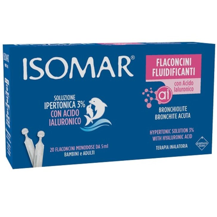 Isomar Flaconcini Fluidificanti Soluzione Ipertonica 3% con Acido Ialuronico 20 Flaconcini da 5ml - Isomar