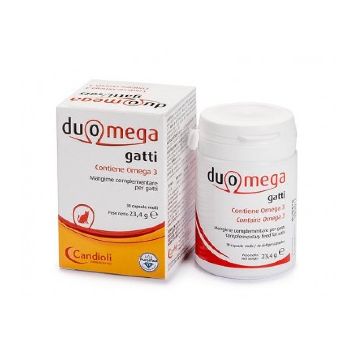 Duomega Mangime Complementare per Gatti con Omega 3 EPA DHA e Olio di Krill 30 Capsule - Candioli Duomega Mangime Complementare per Gatti con Omega 3 EPA DHA e Olio di Krill 30 Capsule - Candioli