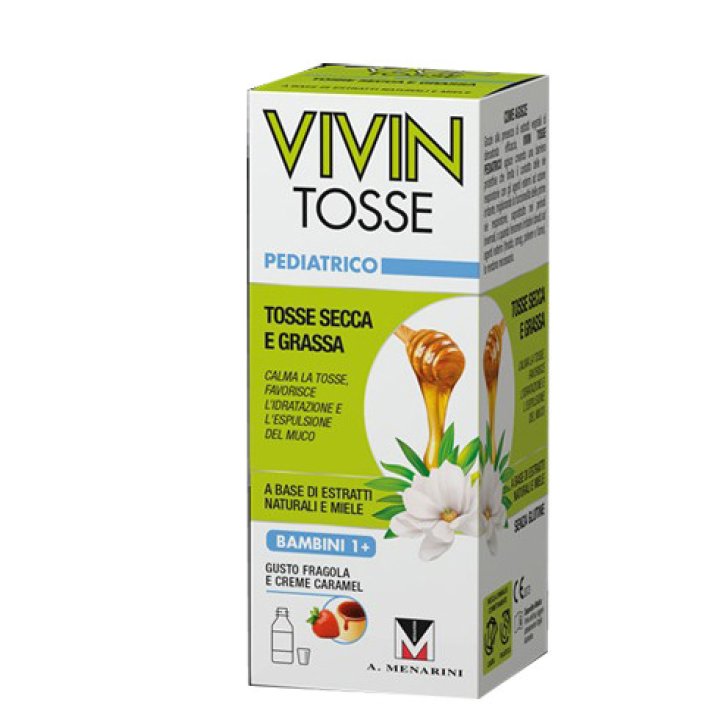 Vivin Tosse Pediatrico Sciroppo Tosse Secca e Grassa Gusto Fragola e Creme Caramel 150ml - Vivin