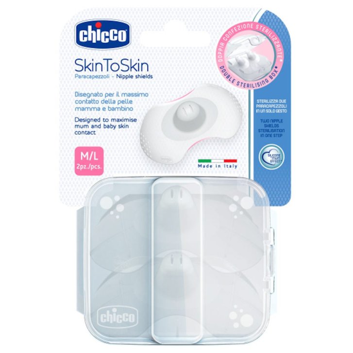 Chicco Paracapezzoli in Silicone SkinToSkin Protezione Capezzoli Taglia Small 2 Pezzi - Chicco