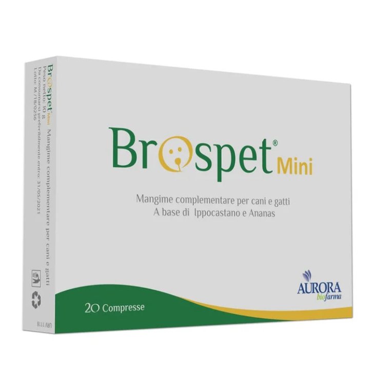 Brospet Mini Mangime Complementare Drenaggio per Cani e Gatti 20 Compresse - Aurora Biofarma