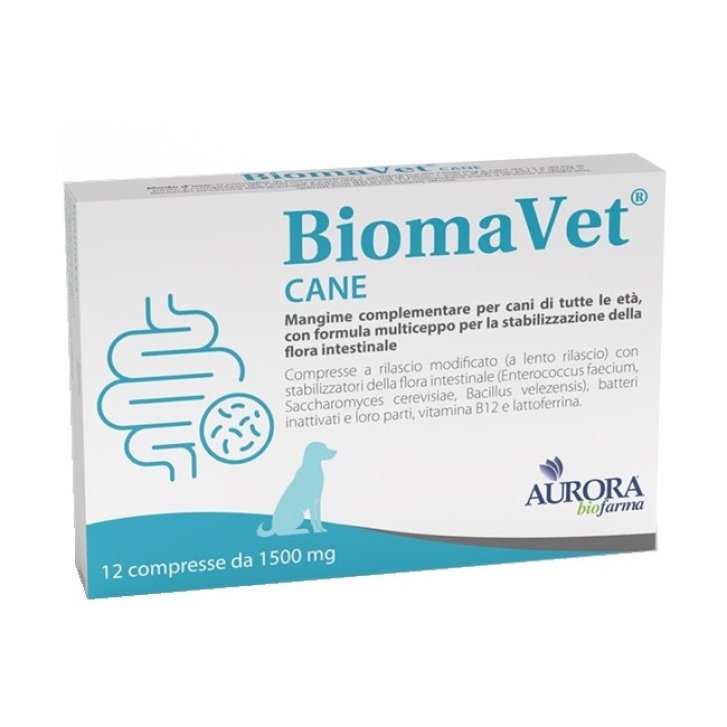 BiomaVet Cane Mangime Complementare Probiotici per Flora Intestinale 1500mg 12 Compresse - Aurora Biofarma