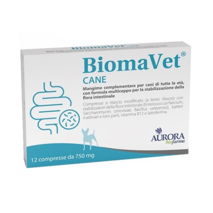 Biomavet Cane Mangime Complementare Probiotici Flora Intestinale 750mg 12 Compresse - Aurora Biofarma