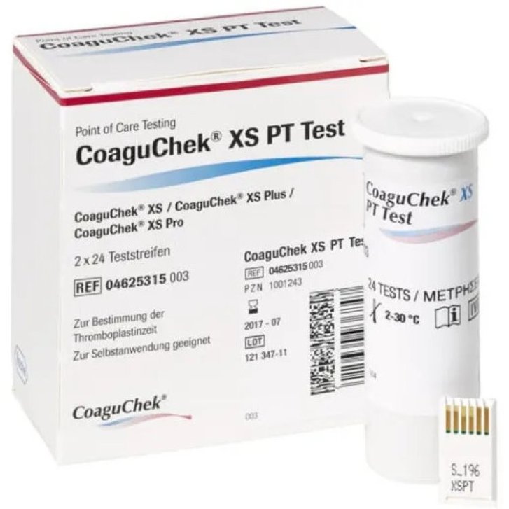 CoaguChek XS PT Test Strisce Reattive per Coagulazione INR e % Quick 2x24 Pezzi - Roche