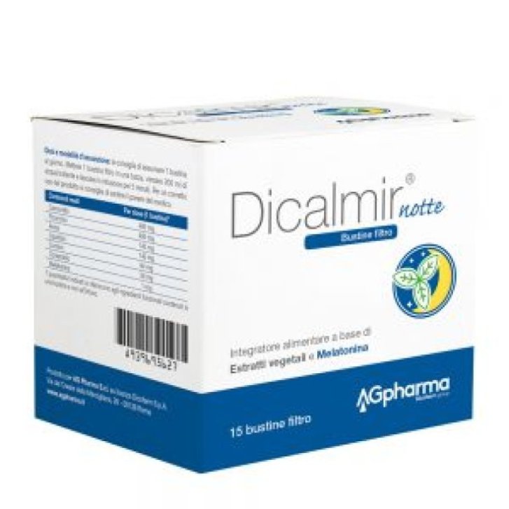 Dicalmir Notte Integratore Sonno con Melatonina ed Estratti Vegetali Senza Glutine 15 Filtri - AG Pharma Dicalmir Notte Integratore Sonno con Melatonina ed Estratti Vegetali Senza Glutine 15 Filtri - AG Pharma