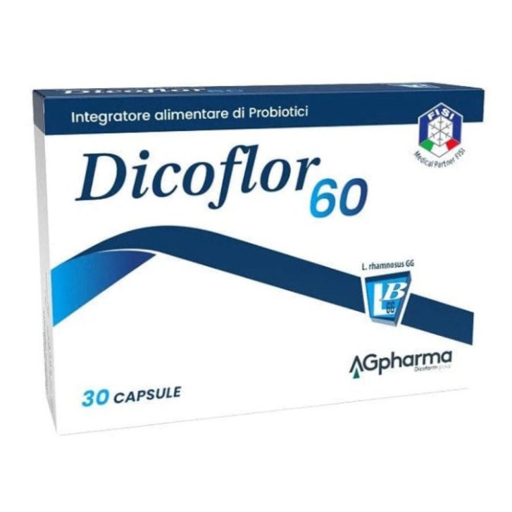 Dicoflor 60 Integratore Probiotici Fermenti Lattici per Flora Batterica Intestinale Senza Glutine 30 Capsule - DICOFLOR