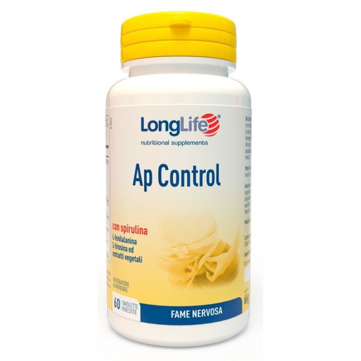 AP Control Integratore Sazietà con Spirulina Aminoacidi L-Fenilalanina e L-Tirosina Senza Glutine 60 Tavolette - Longlife