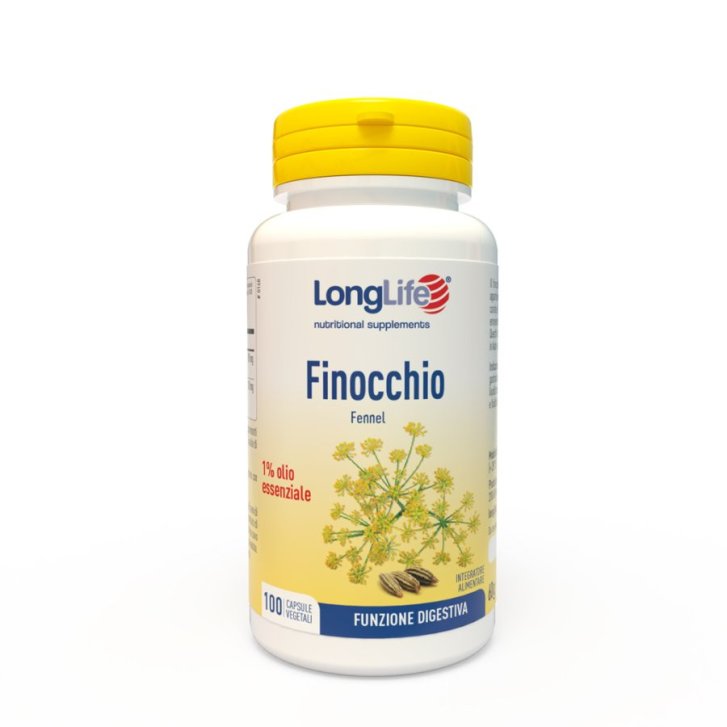 Finocchio Integratore Digestivo per Motilità Intestinale e Drenaggio 100 Capsule Vegetali - Longlife