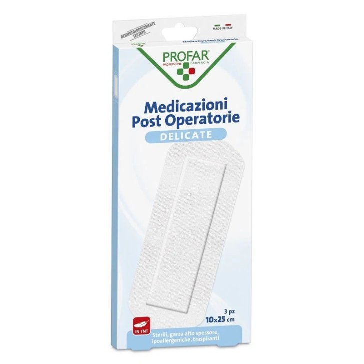 Medicazione Post Operatoria Sterile Garza Antiaderente TNT 10x25 cm 3 Pezzi - Profar