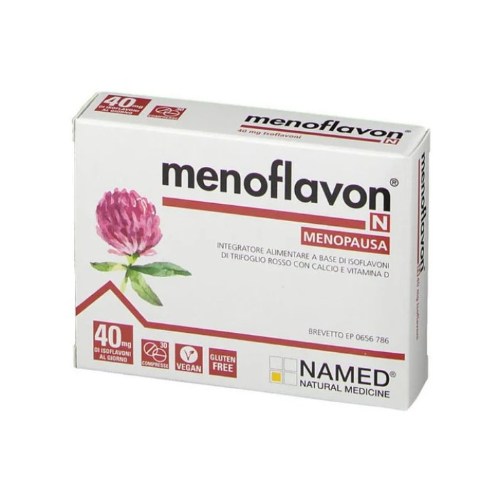 Menoflavon N Integratore Menopausa con Isoflavoni Trifoglio Rosso Calcio e Vitamina D3 60 Compresse - Named