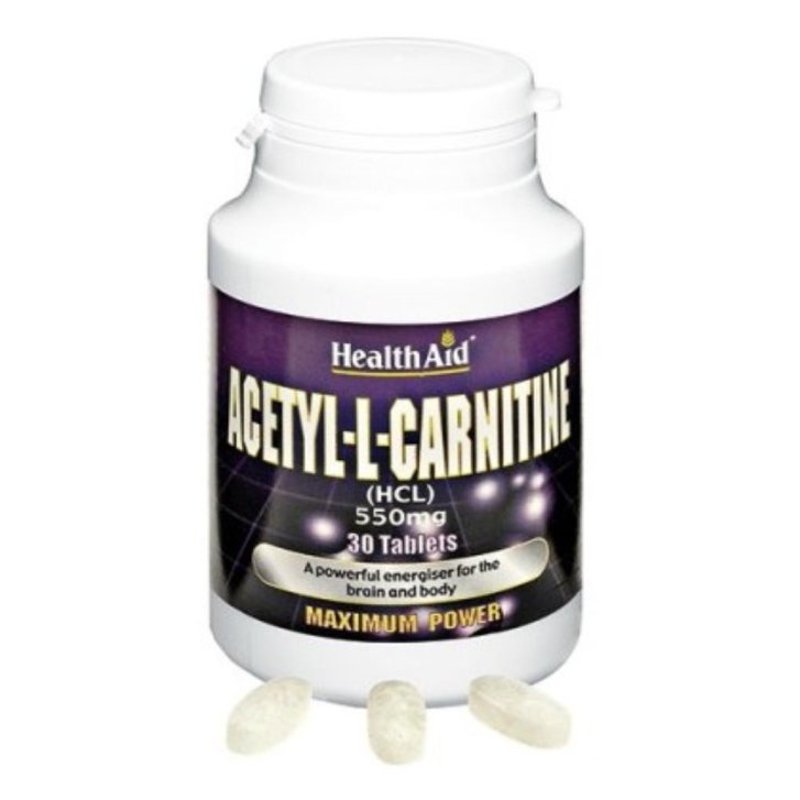 Acetil-L-Carnitina Integratore Metabolismo Energetico per Sportivi 550mg 30 Compresse - HealthAid