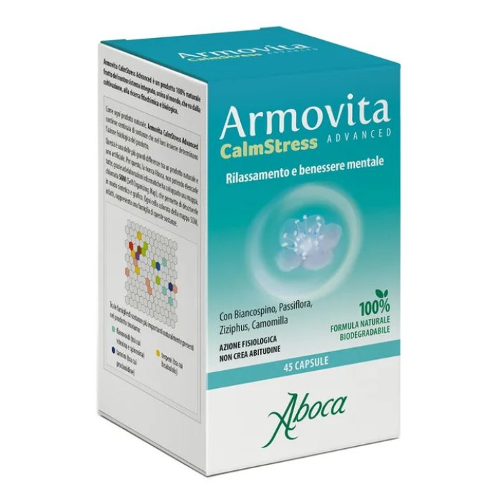 Armovita CalmStress Advanced Integratore Rilassamento e Benessere Mentale con Passiflora e Camomilla 45 Capsule - Aboca