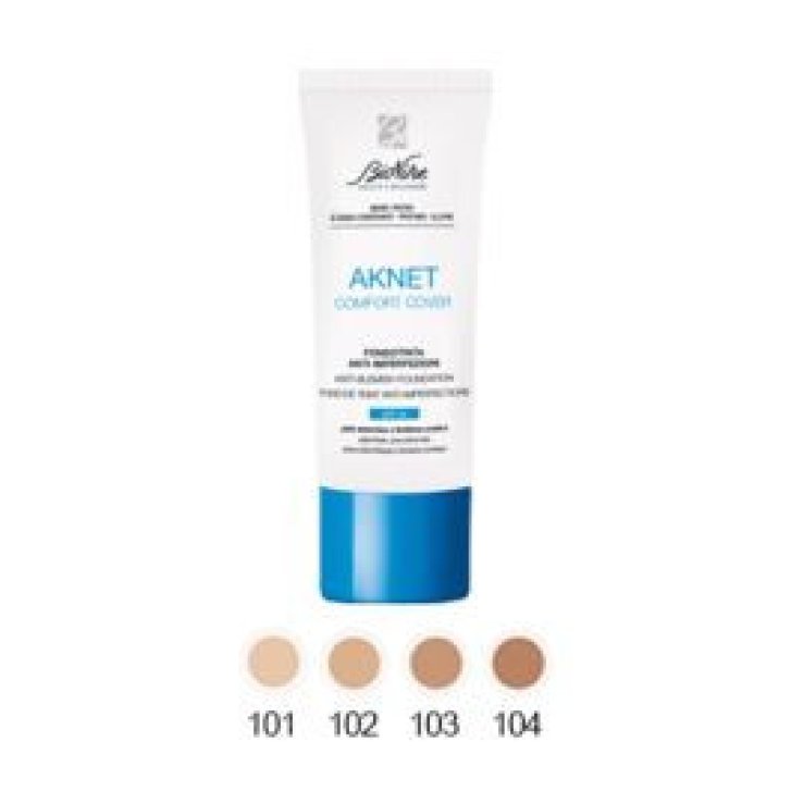 Aknet Comfort Cover Fondotinta Anti-Imperfezioni Coprenza Medio-Alta Finish Mat SPF 30 N. 104 Biscuit 30ml - BioNike